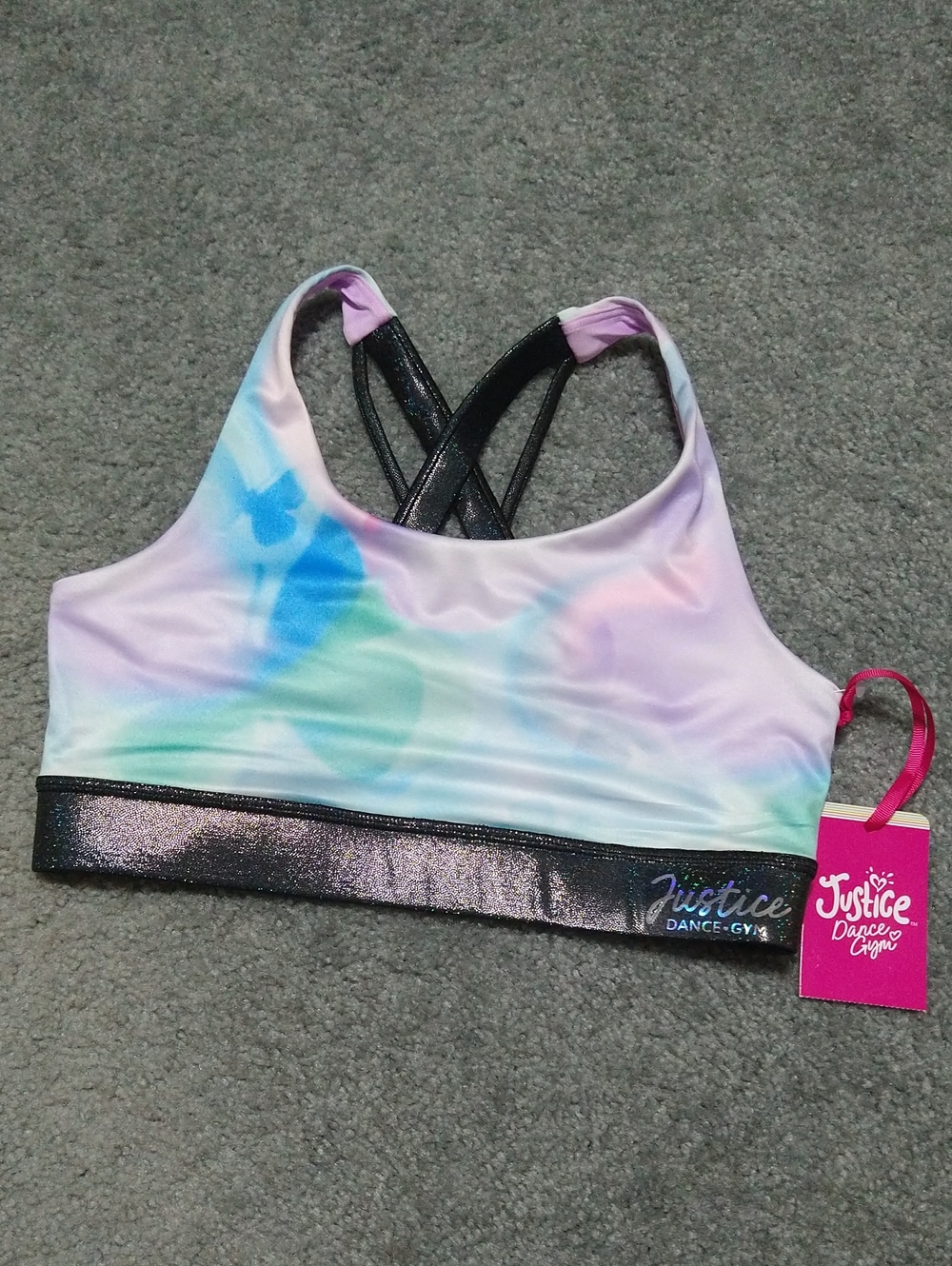 Justice Butterfly Cloud Dye Sports Bra - Brand New